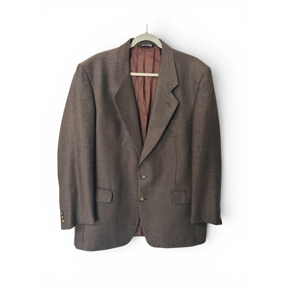 Roberto Villini Italy Mens 100% Wool Blazer Brown Boucle Made in Italy Size 46